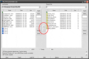 Botões de download e upload